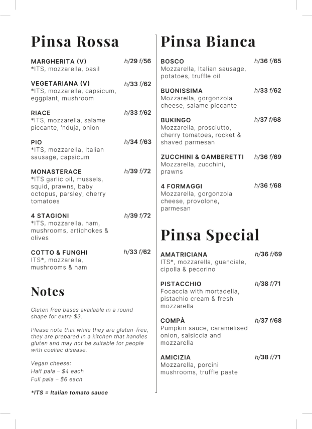 Menu, Compa Mt Hawthorn