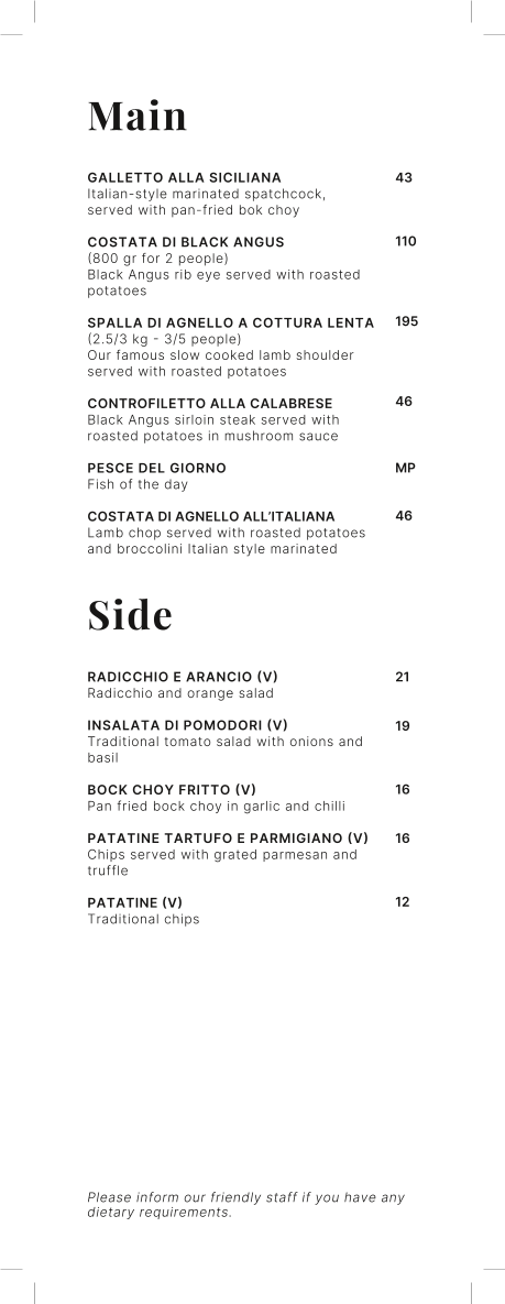 Menu, Compa Mt Hawthorn