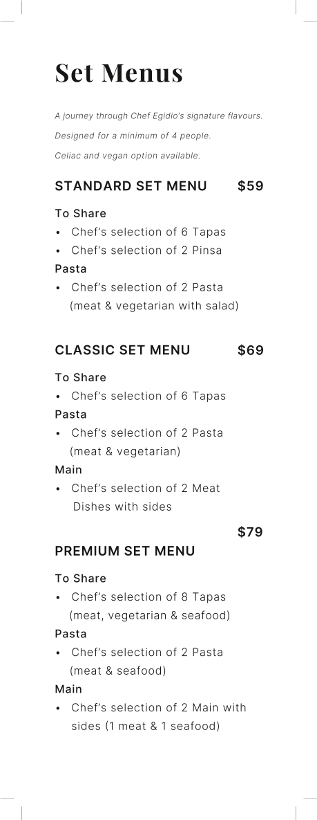 Menu, Compa Mt Hawthorn