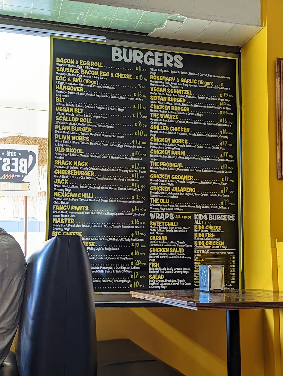 Menu, The Shack 2428