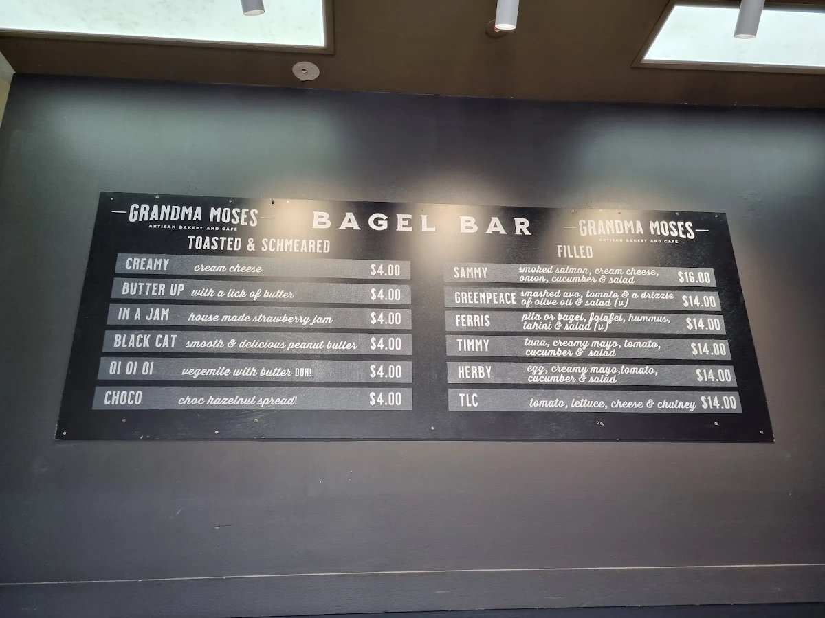 Menu, Grandma Moses Bakery & Cafe Kensington
