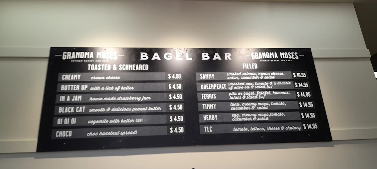 Menu, Grandma Moses Bakery & Cafe Kensington
