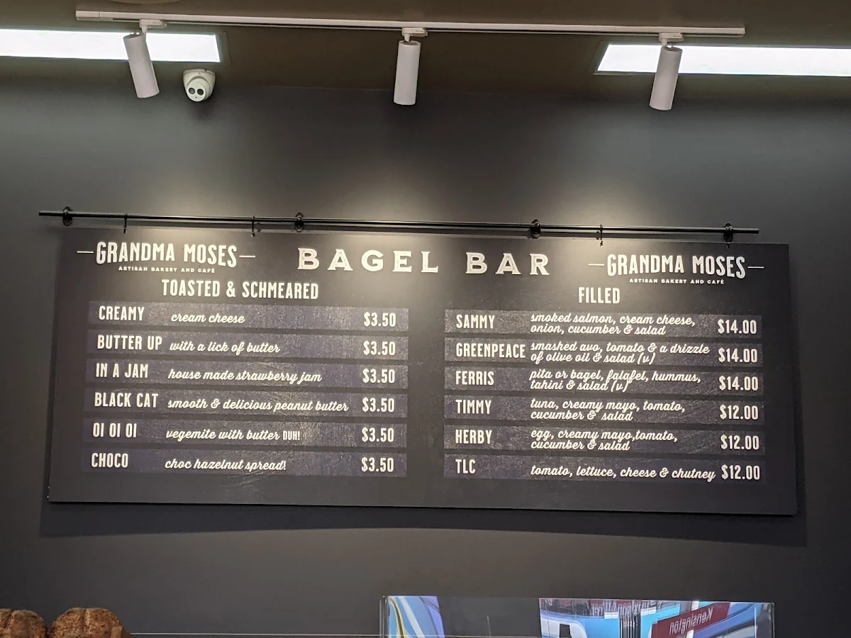 Menu, Grandma Moses Bakery & Cafe Kensington