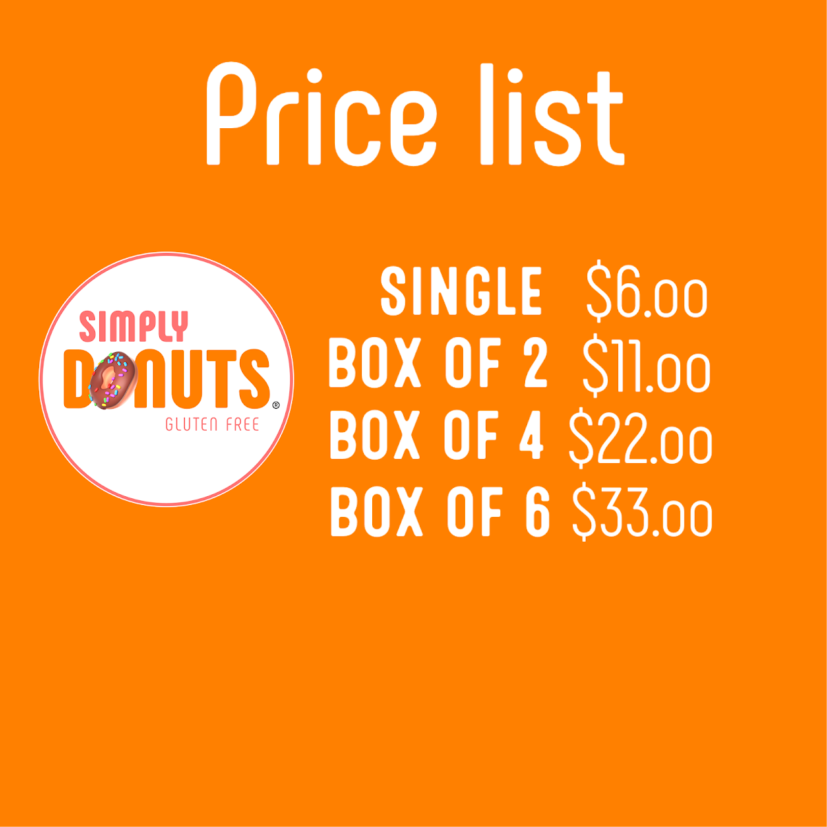 Menu, Simply Donuts