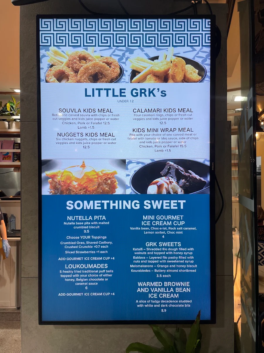 Menu, EAT GRK. Beverly Hills