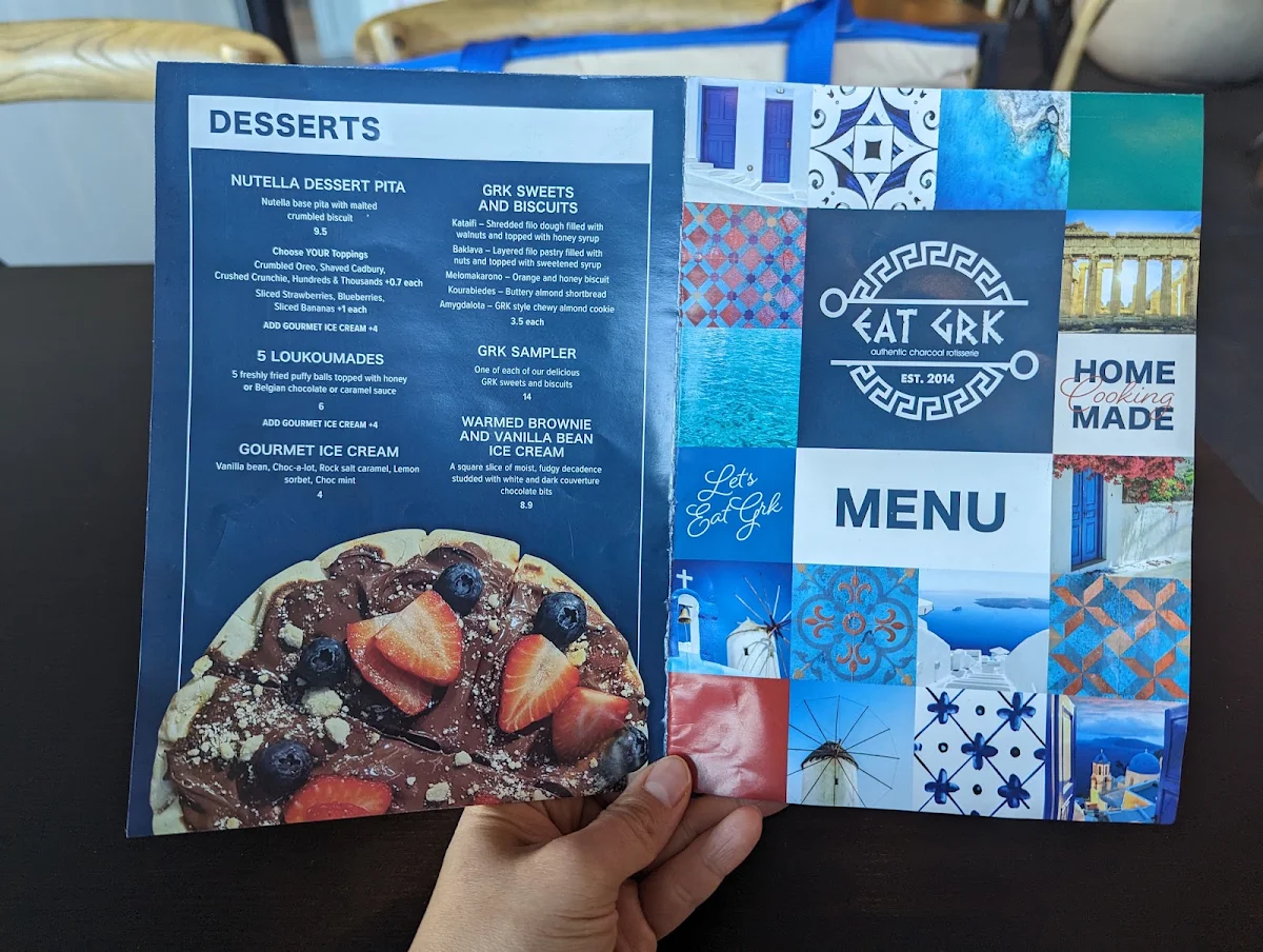 Menu, EAT GRK. Beverly Hills