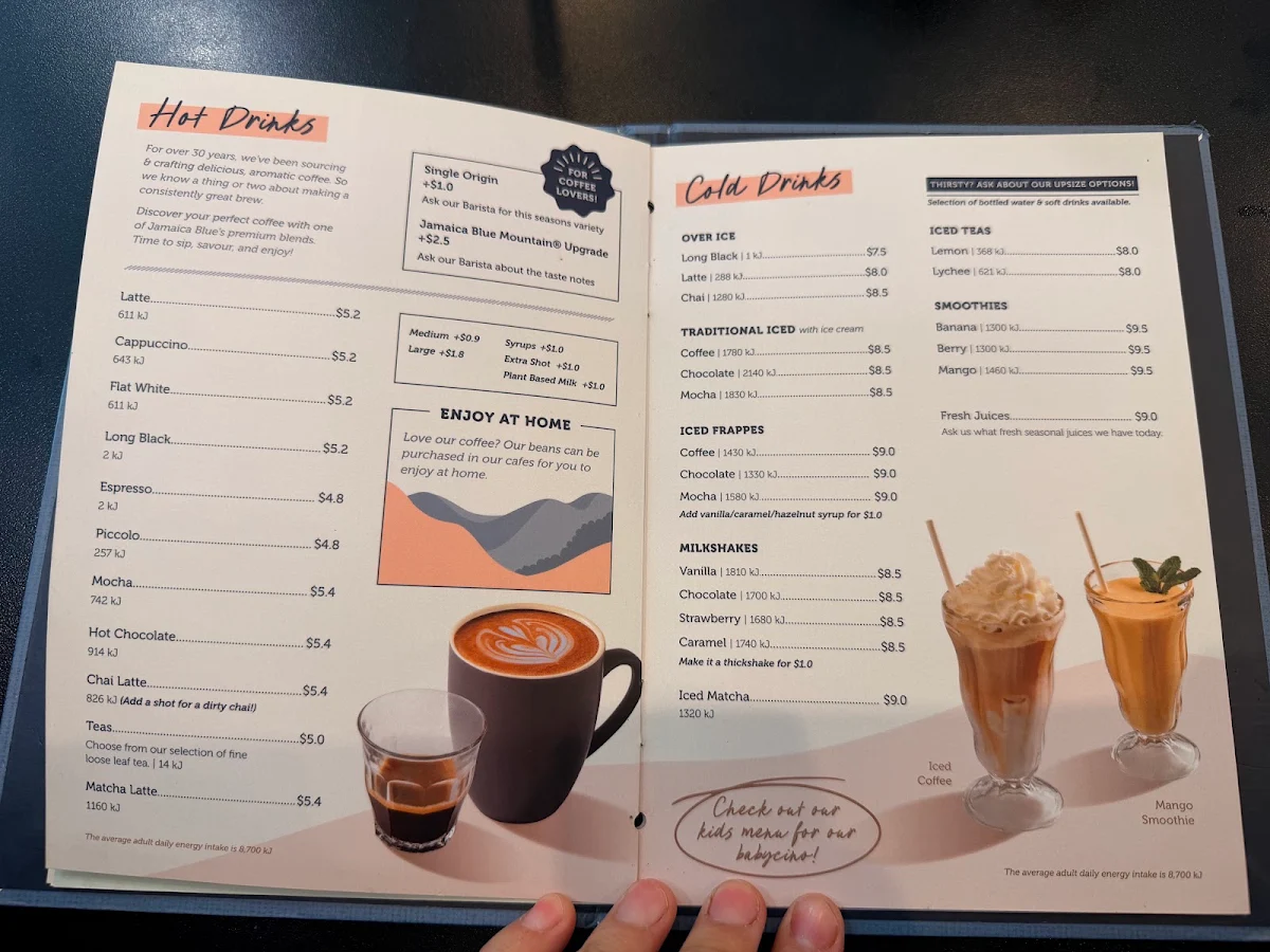 Menu, Jamaica Blue Stockland Riverton