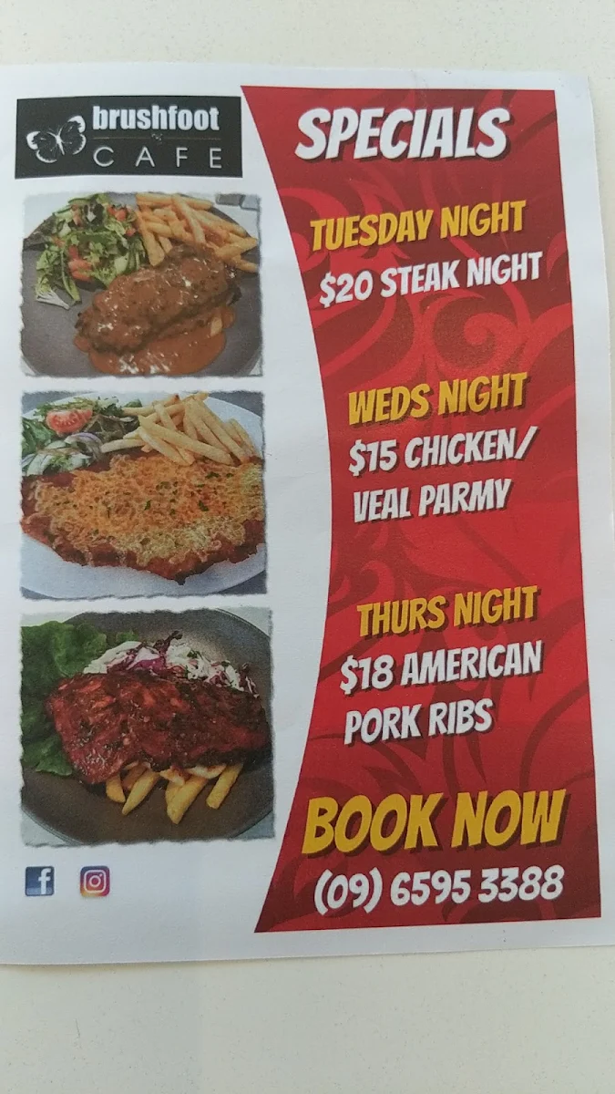 Menu, Brushfoot Cafe