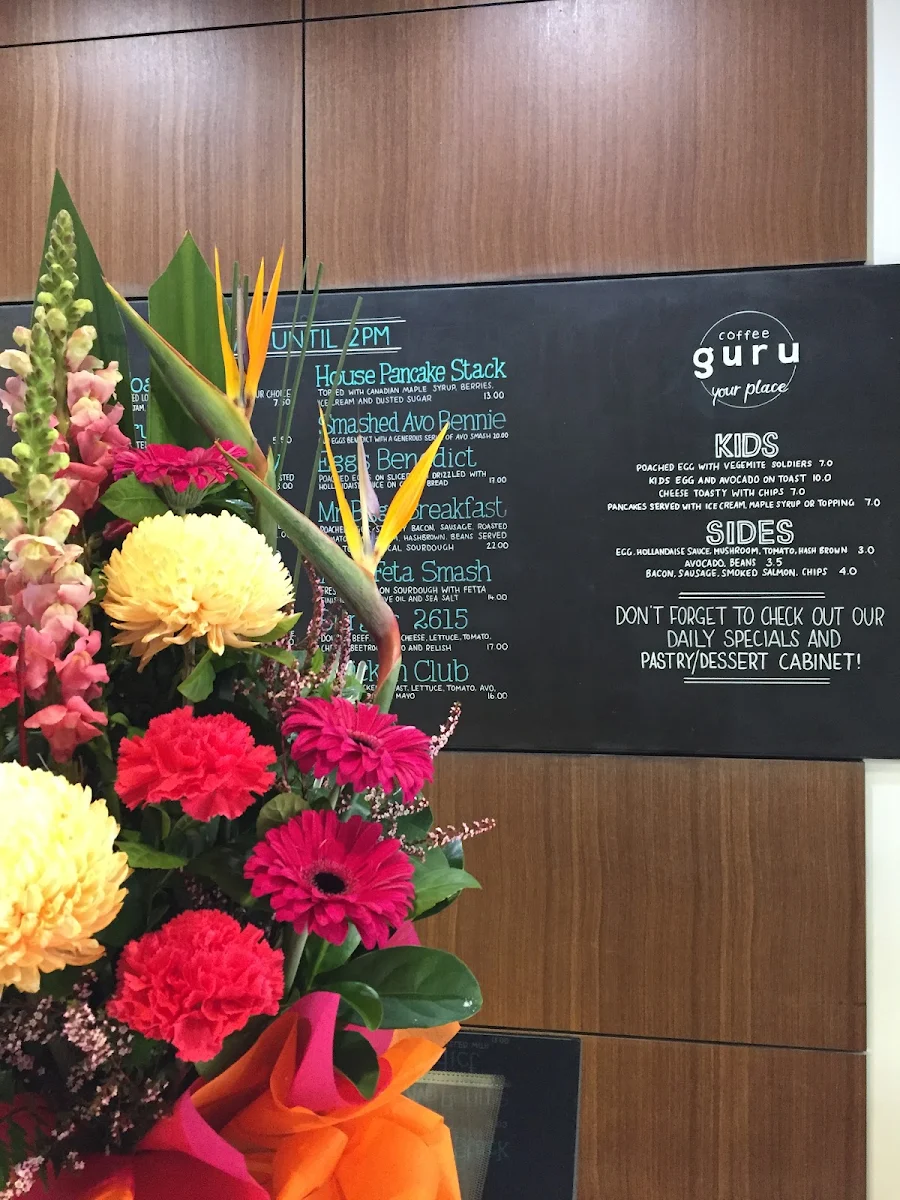 Menu, Coffee Guru Charnwood