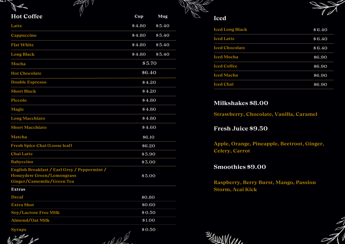 Menu, Sips and Stories