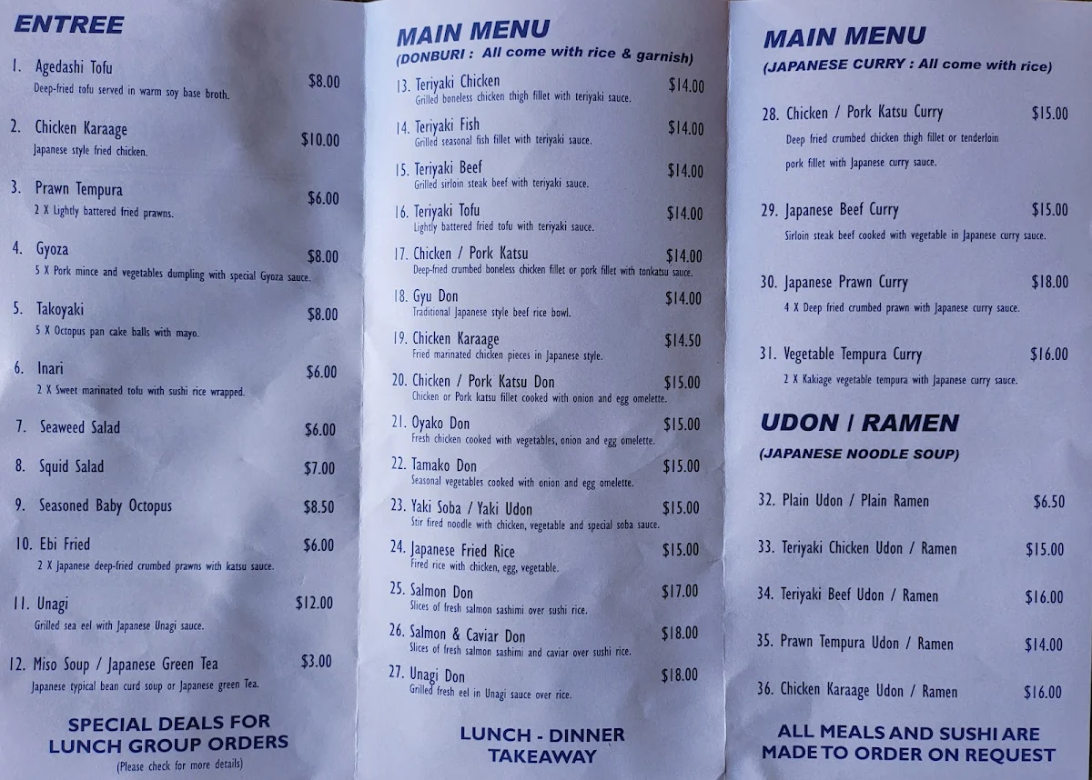 Menu, Iron Chef Dine-in & Takeaway (21st Anniversary)