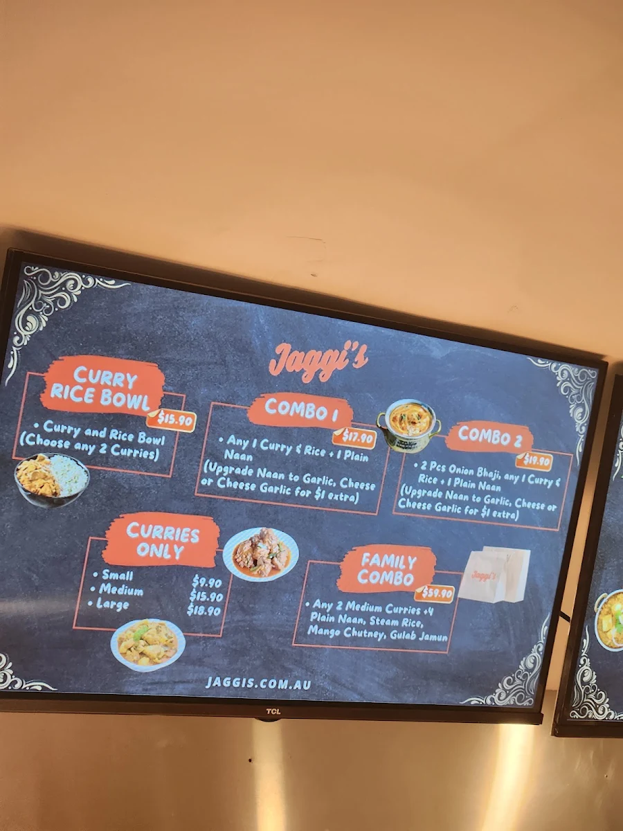 Menu, Jaggi's Indian