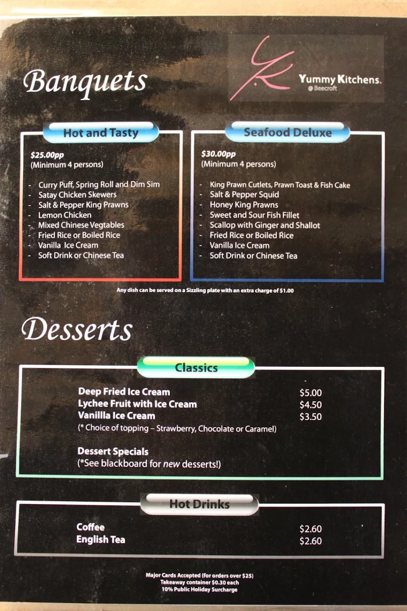 Menu, Yummy Kitchens @ Beecroft