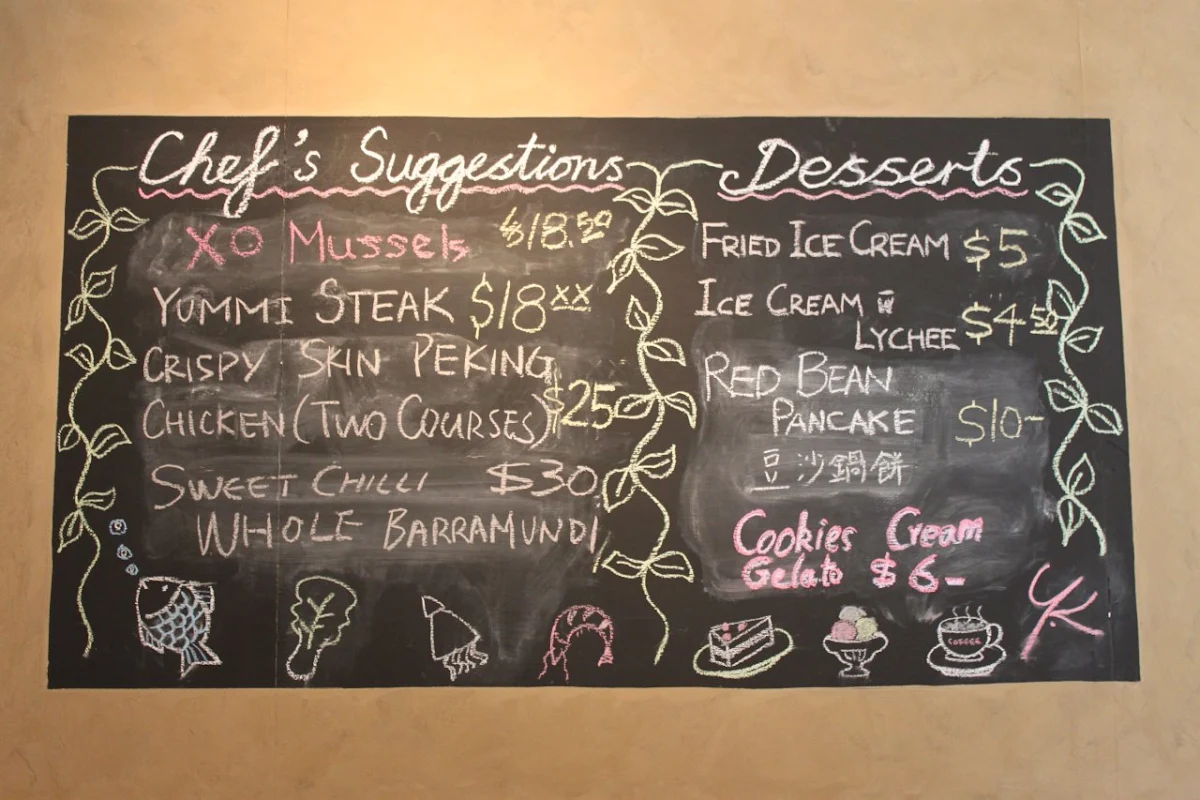 Menu, Yummy Kitchens @ Beecroft