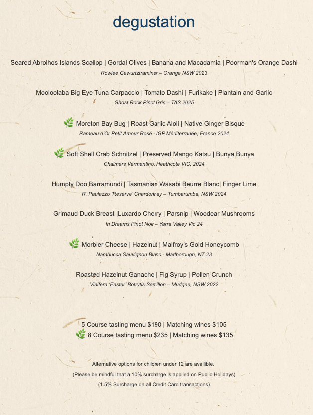 Menu, Cottage Point Inn - Restaurant