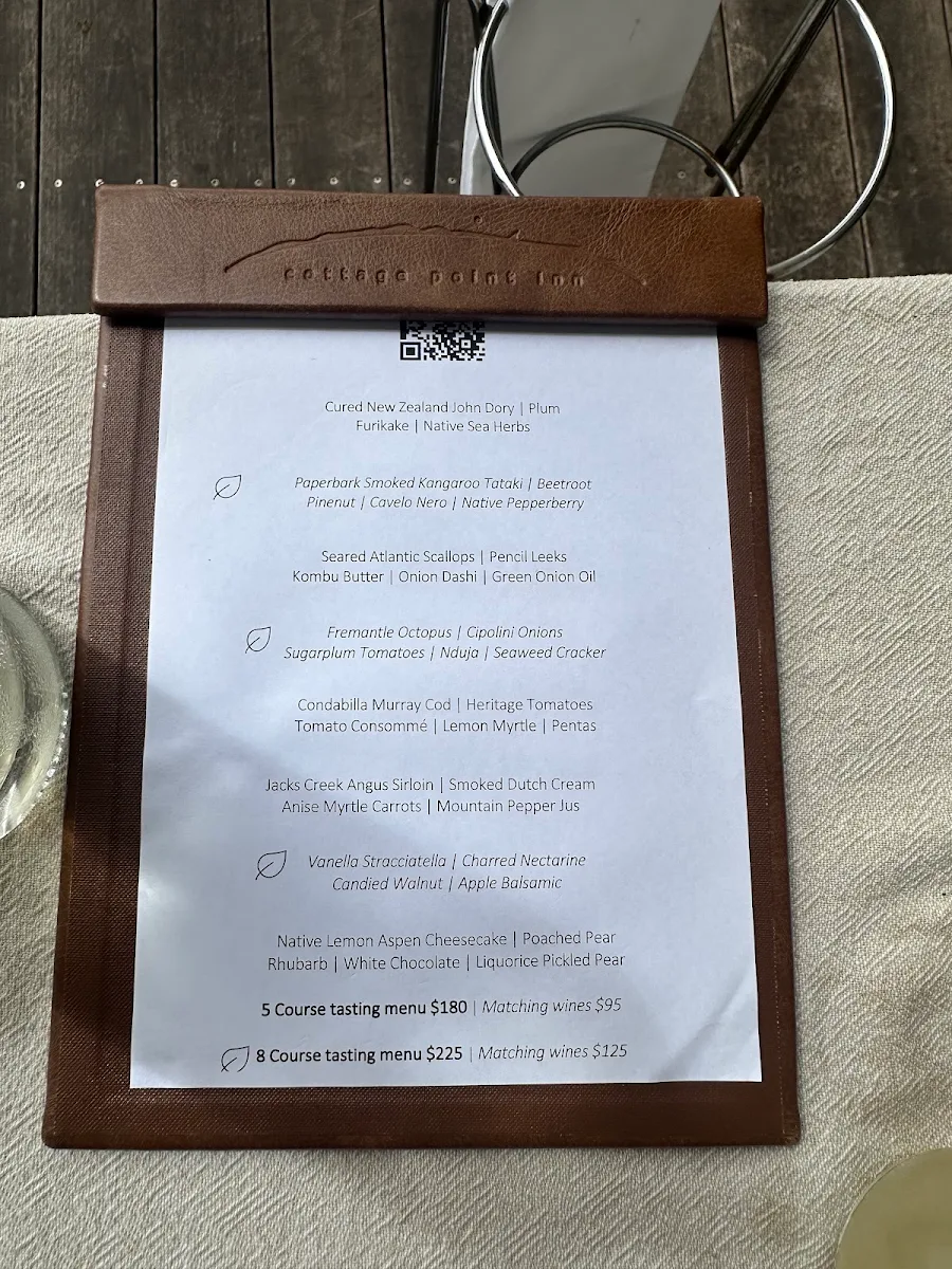 Menu, Cottage Point Inn - Restaurant