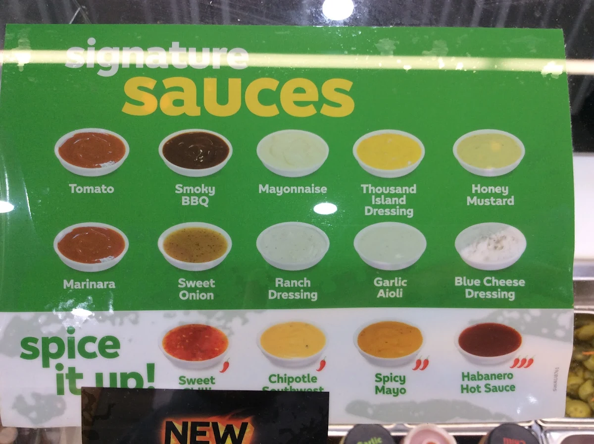 Menu, Subway