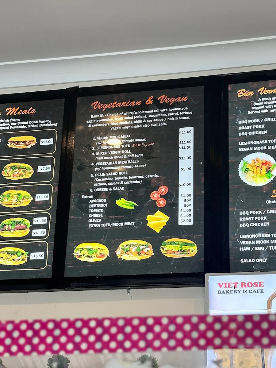 Menu, Viet Rose Cafe