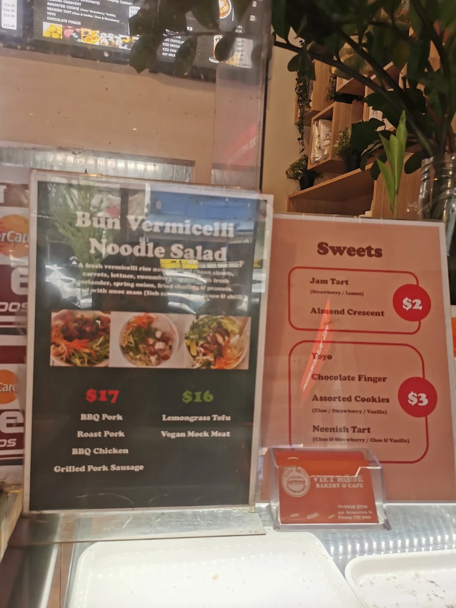 Menu, Viet Rose Cafe