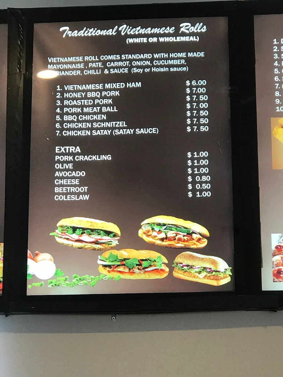 Menu, Viet Rose Cafe