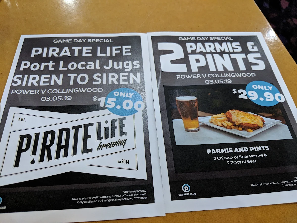 Menu, Port Club