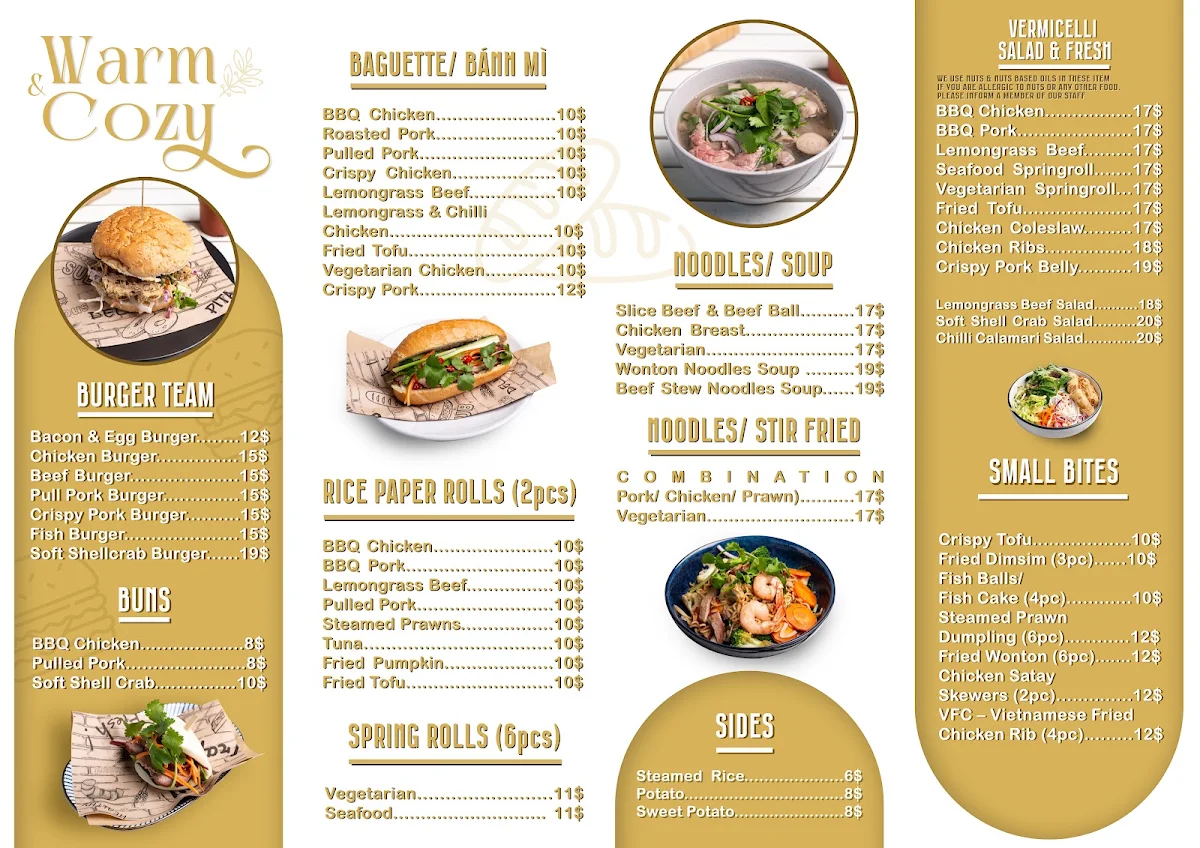 Menu, Warm & Cozy