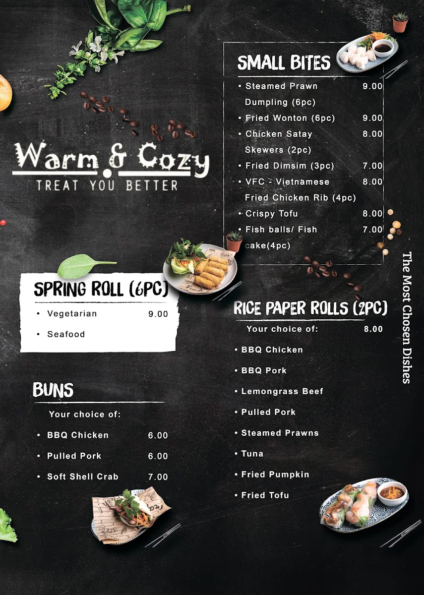Menu, Warm & Cozy