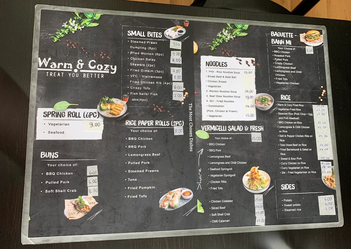 Menu, Warm & Cozy