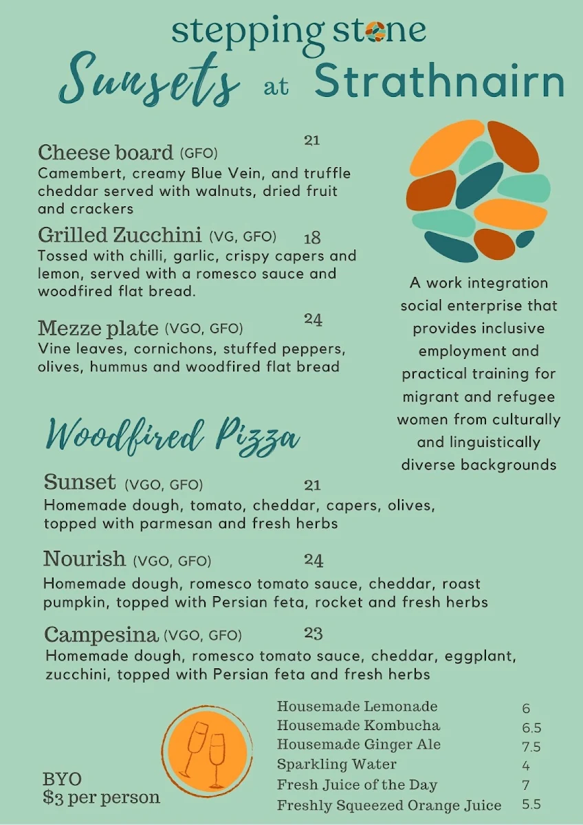 Menu, Cafe Stepping Stone Strathnairn