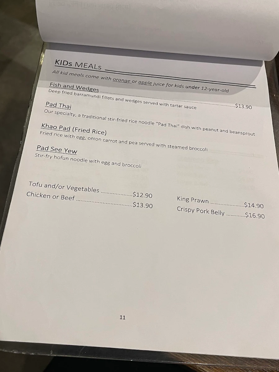 Menu, Thai Junction
