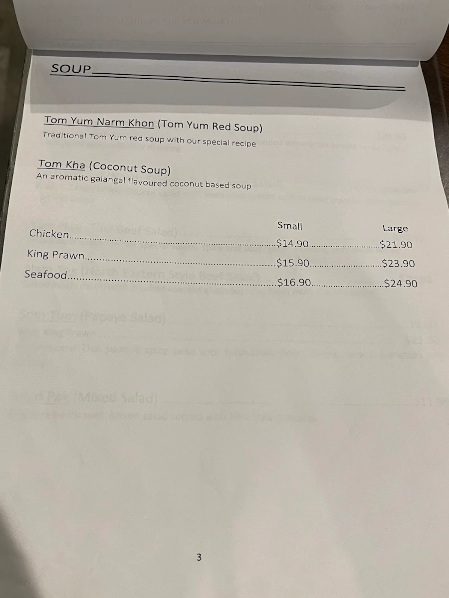 Menu, Thai Junction