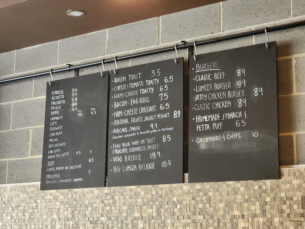 Menu, Lumiza Cafe