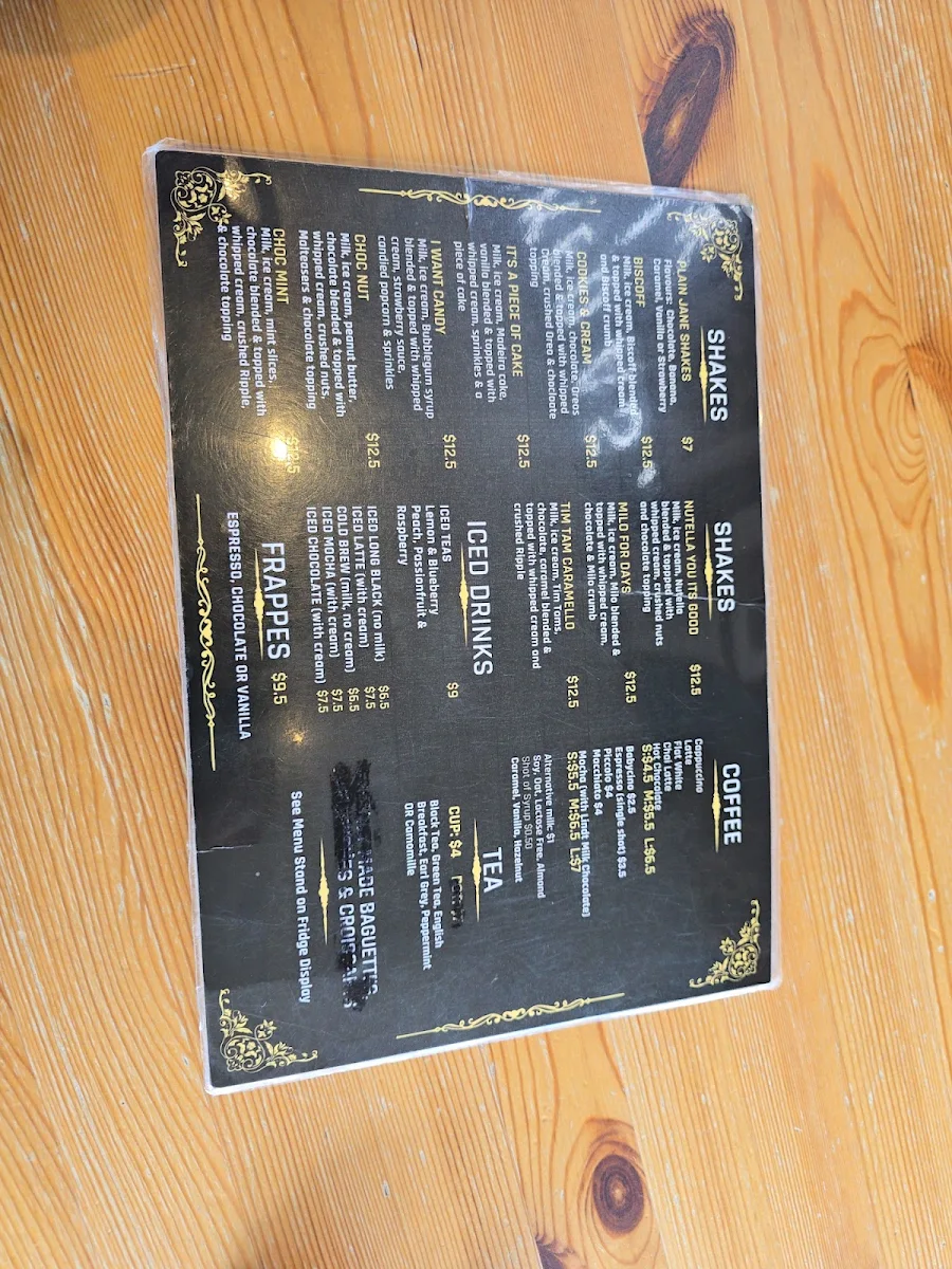 Menu, Waffle & Bean Dessert Bar Burleigh Heads