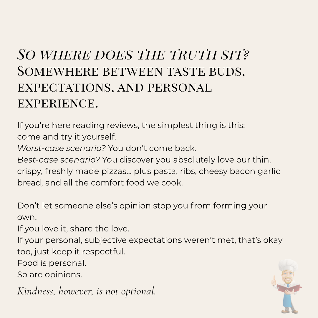 Menu, Rainbow Beach Pizza