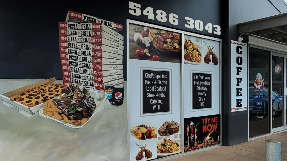 Menu, Rainbow Beach Pizza