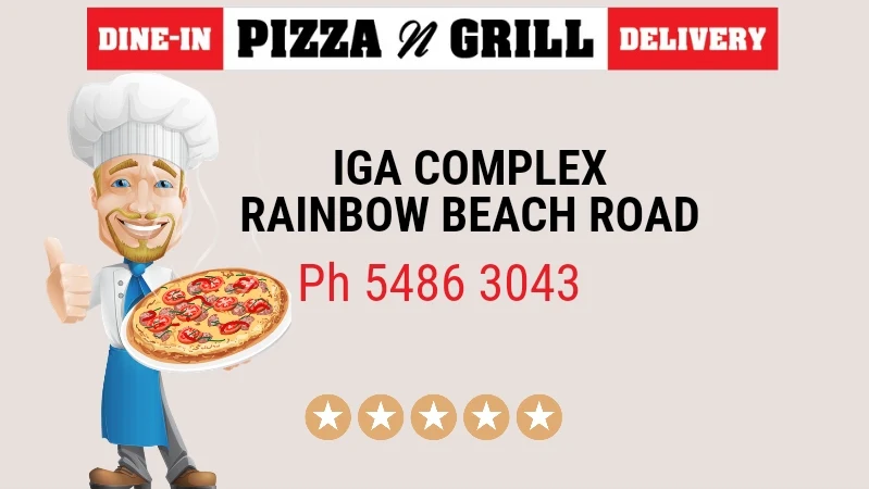Menu, Rainbow Beach Pizza