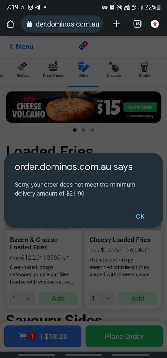 Menu, Domino's Pizza Mundaring