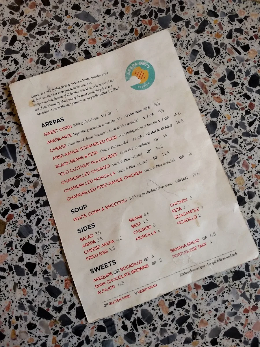 Menu, Arepa Days