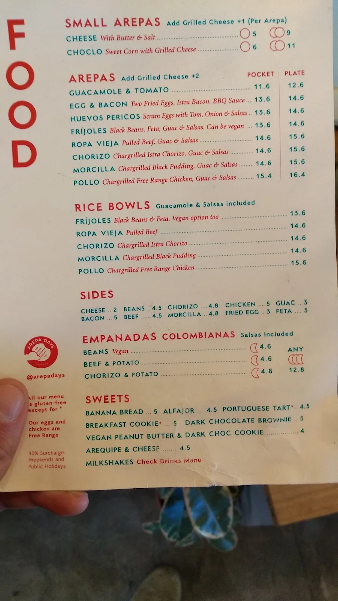Menu, Arepa Days