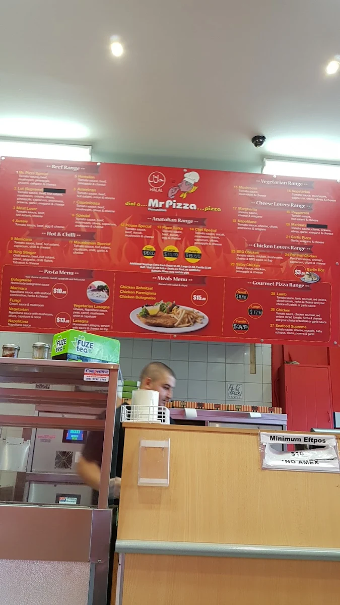Menu, Mr Pizza