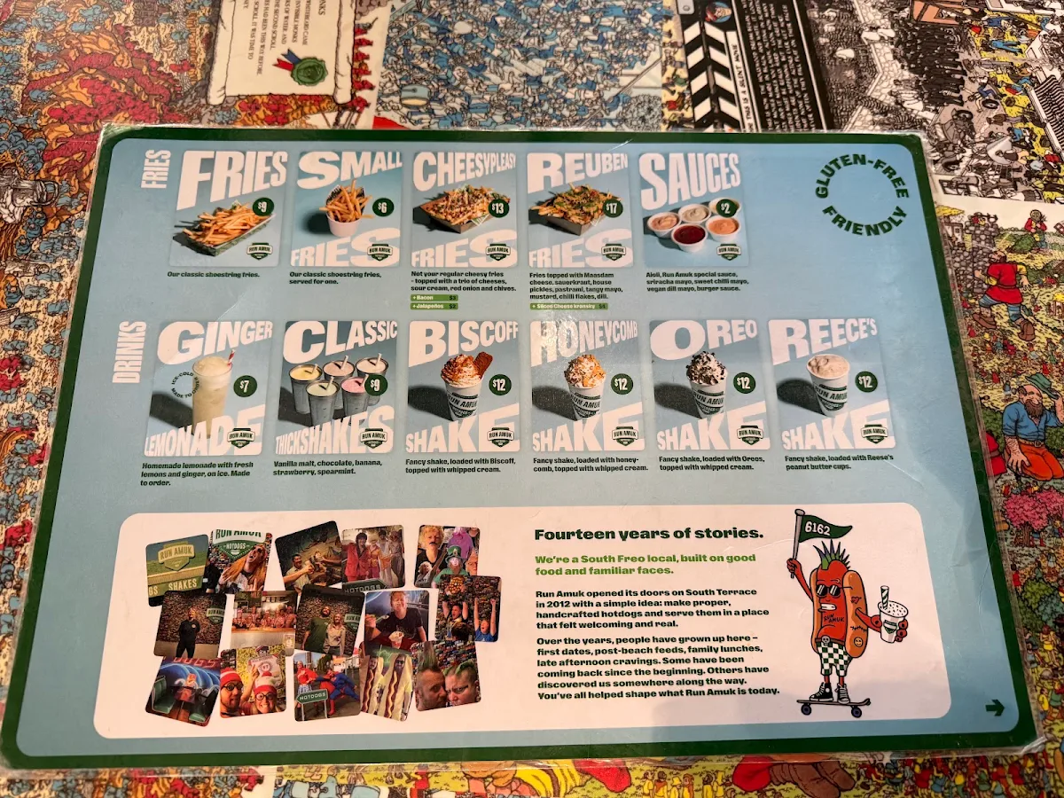 Menu, Run Amuk Hotdogs