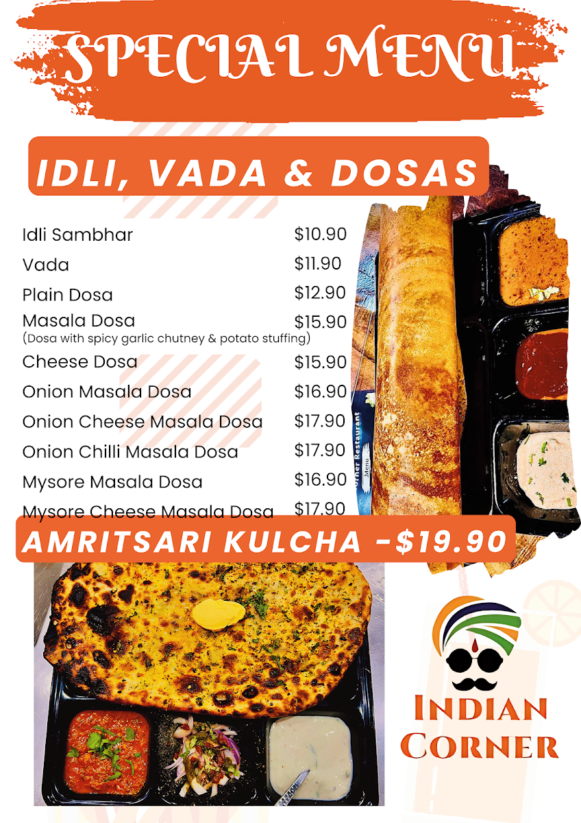 Menu, Indian Corner Restaurant