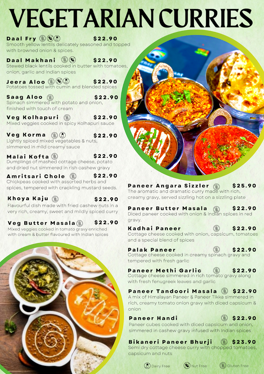 Menu, Indian Corner Restaurant