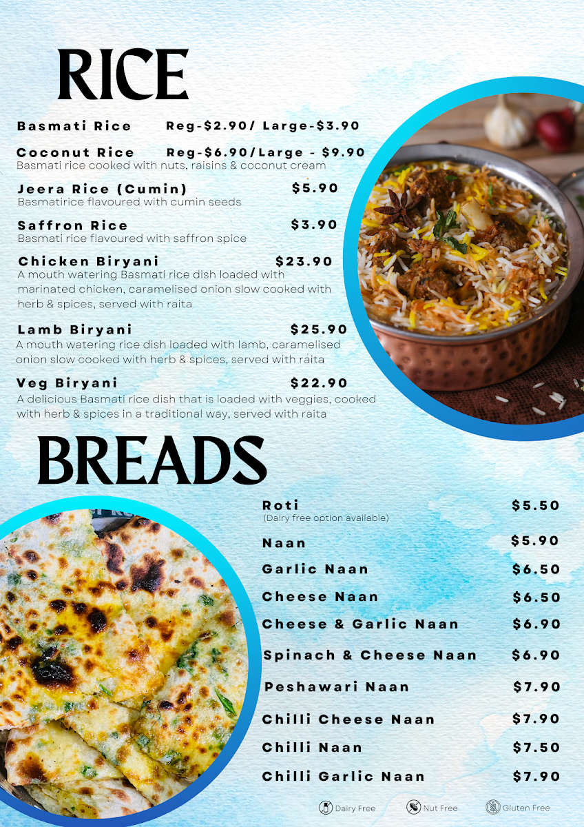 Menu, Indian Corner Restaurant