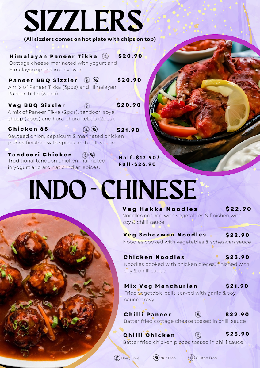 Menu, Indian Corner Restaurant
