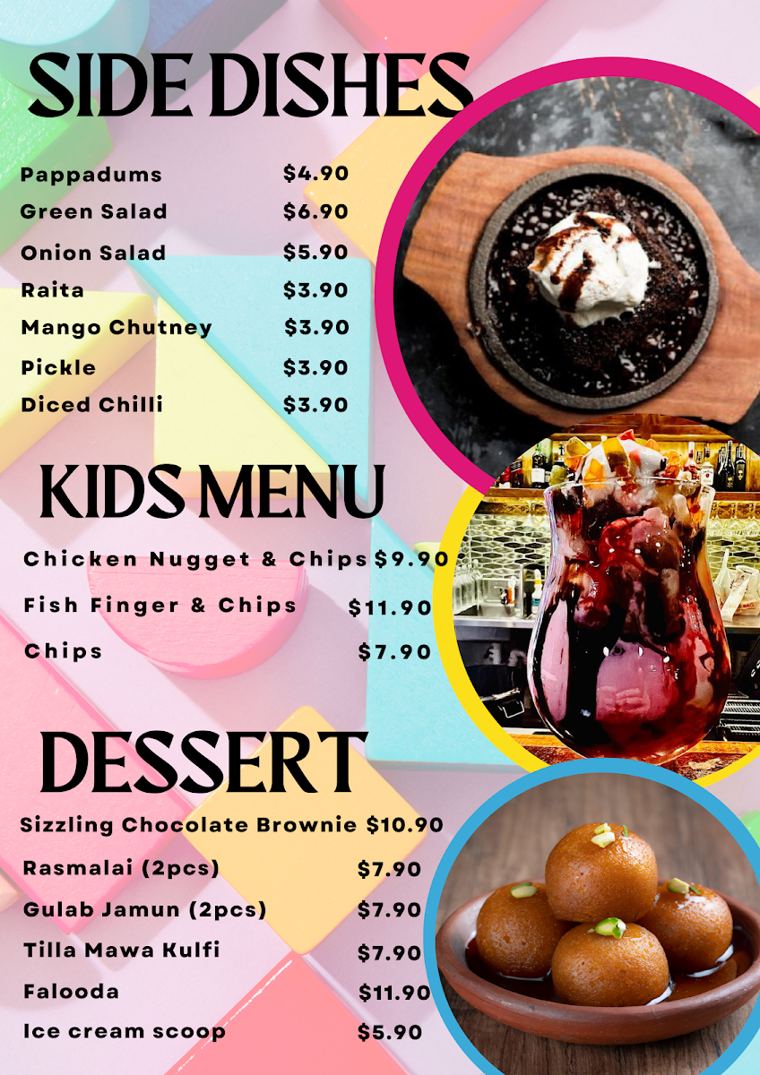 Menu, Indian Corner Restaurant
