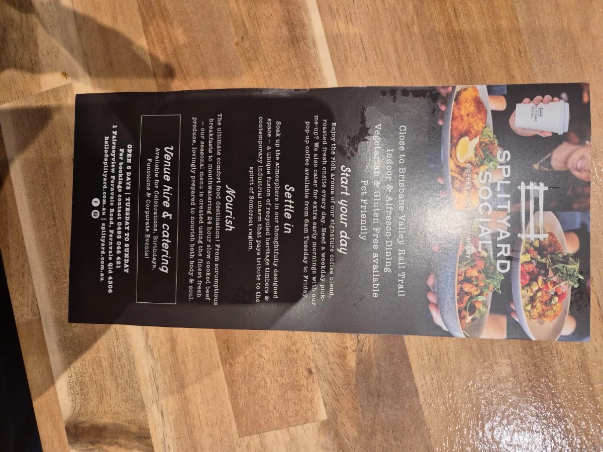 Menu, Splityard Social