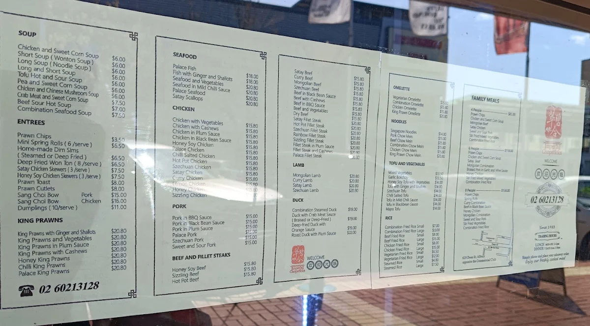 Menu, Imperial Chopsticks