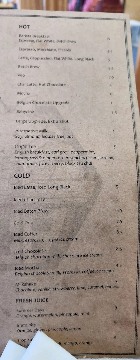 Menu, The Coffee Barun Espresso Bar