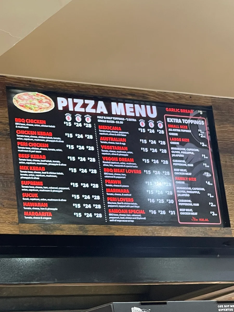 Menu, Johnny's Kebab & Pizza Liverpool